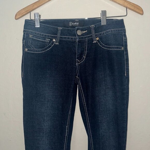 Rewash Women's Denim Dark Wash Embroidery Pockets Bootcut Leg Size 1 - Picture 14 of 16
